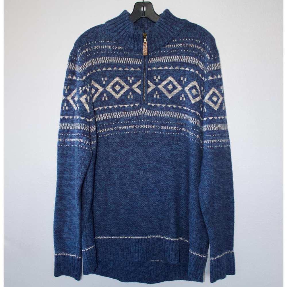 Men's Blue & Gray Quarter Zip Sweater